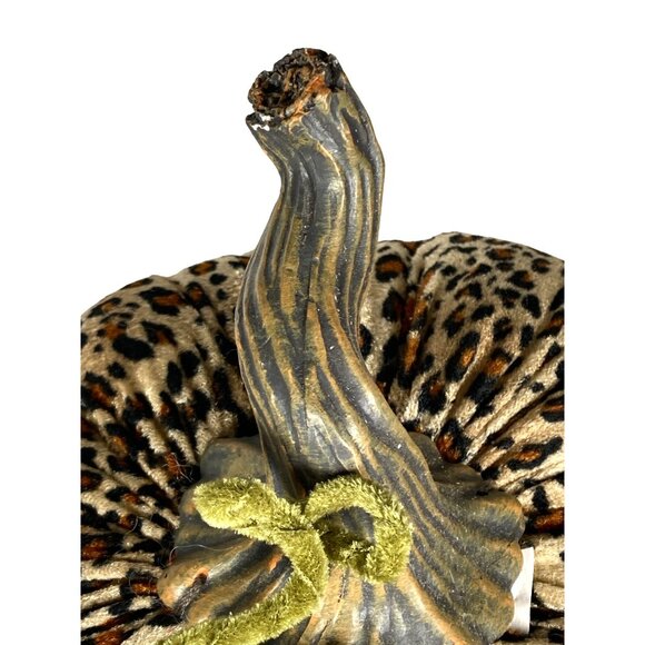 Leopard Print Pumpkin Decor Velvet Leaf Plastic Stem - Picture 8 of 12
